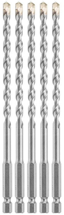 Bosch 1/4" 5PK  THREE-FLAT SHANK HAMMER DRILL MASONRY BIT LBH0045