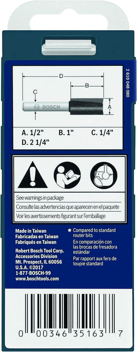 Bosch STRAIGHT BIT 1/2", 1/4" SHK., 2 FLT., C.T. 85227M