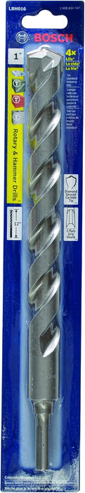 Bosch 1" X 12"  THREE-FLAT SHANK HAMMER DRILL MASONRY BIT LBH016