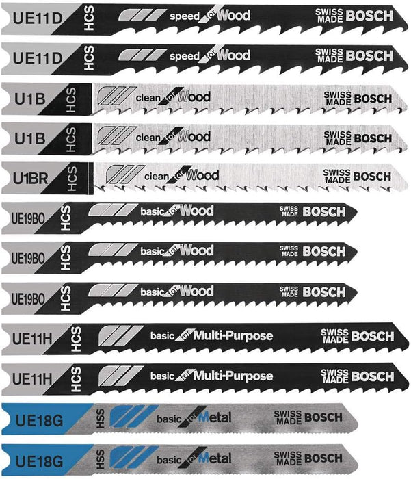 Bosch 12-PC U-SHANK JIGSAW BLADE SET U12BC