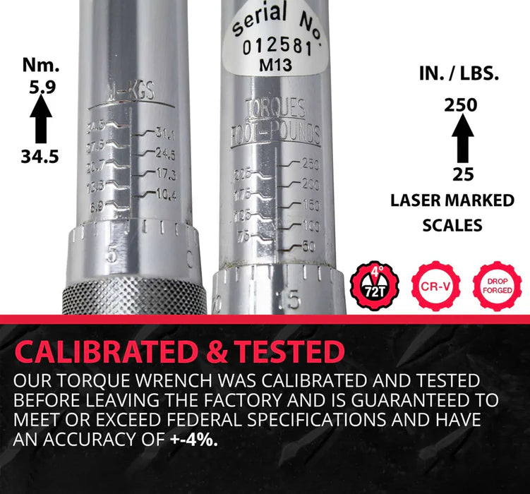 MT-RSR 1/2IN. Torque Wrench 50-250FT./LBS. K-72102