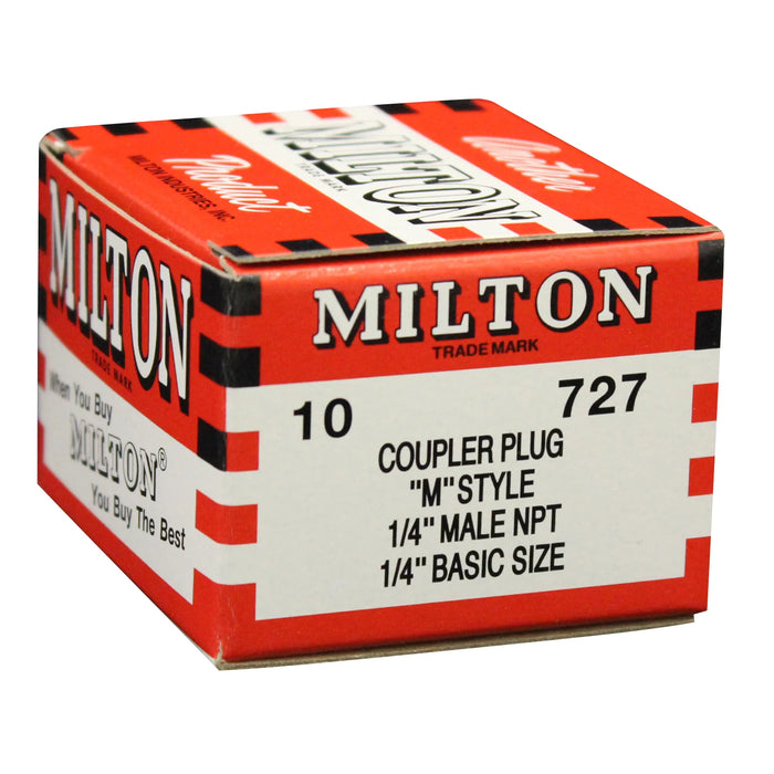 Milton 727BK Milton Air Plug Fitting, M-STYLE®, 1/4" MNPT (Pack of 10)