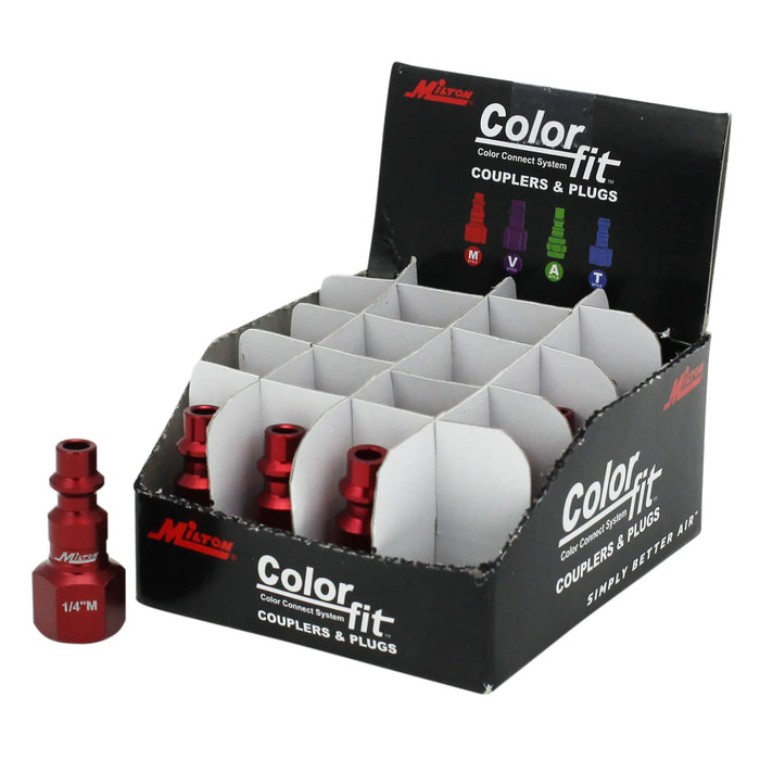 Milton 728MC-20 COLORFIT® Plugs (M-STYLE®, Red) - 1/4" NPT (Box of 20)