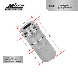 Milton 743BK 5 In ONE® Universal Quick-Connect Coupler, 1/4" NPT