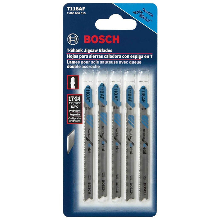 Bosch 3", 24TPI, BI-METAL T-SHANK JIGSAW BLADE  (5 PK) T118AF