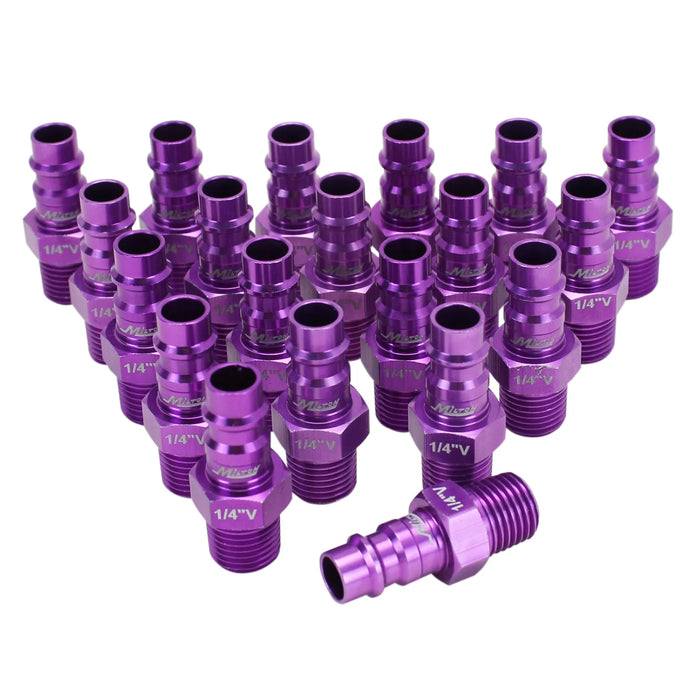 Milton 760VC-20 COLORFIT® HIGHFLOWPRO® Plugs (V-Style, Purple) - 1/4" NPT Male (Box of 20)