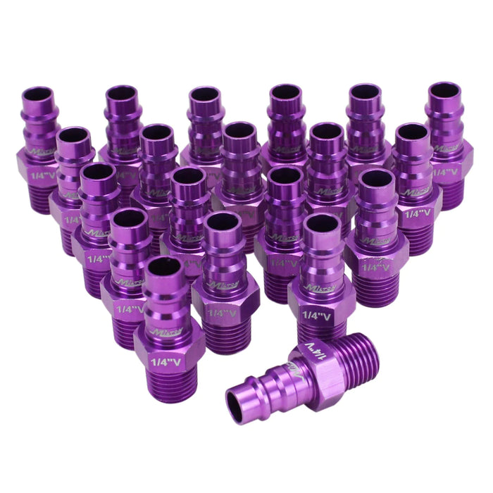 Milton 761VC-20 COLORFIT® HIGHFLOWPRO® Plugs (V-Style, Purple) - 1/4" NPT (Box of 20)