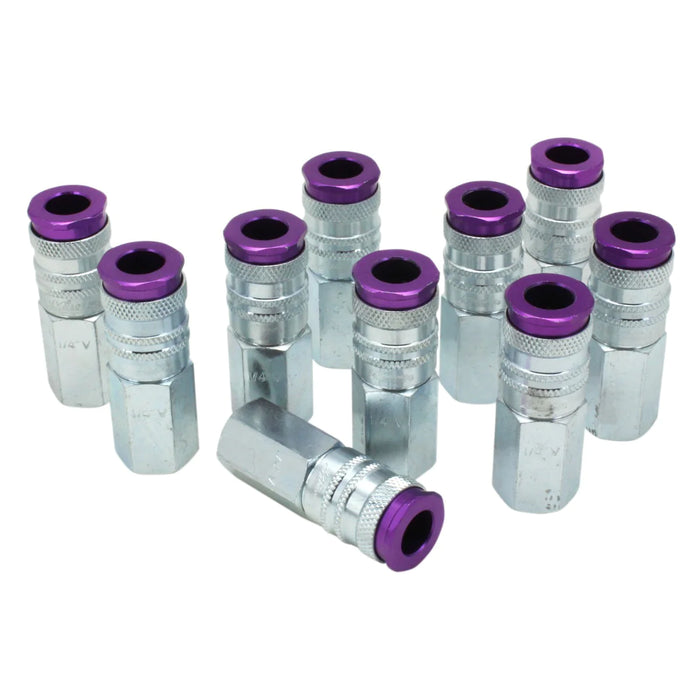 Milton 764VC COLORFIT® HIGHFLOWPRO® Couplers (V-Style, Purple) - 1/4" NPT (Box of 10)