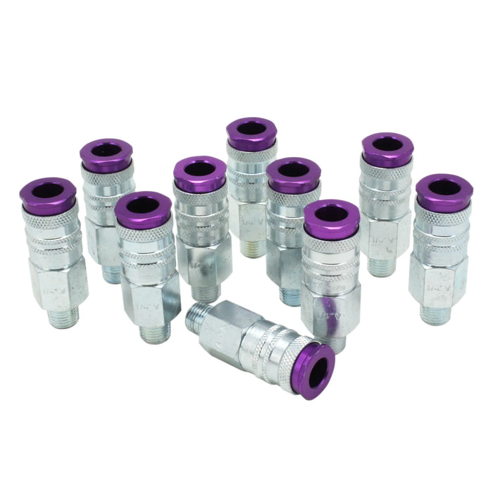 Milton 765VC COLORFIT® HIGHFLOWPRO® Couplers (V-Style, Purple) - 1/4" NPT (Box of 10)