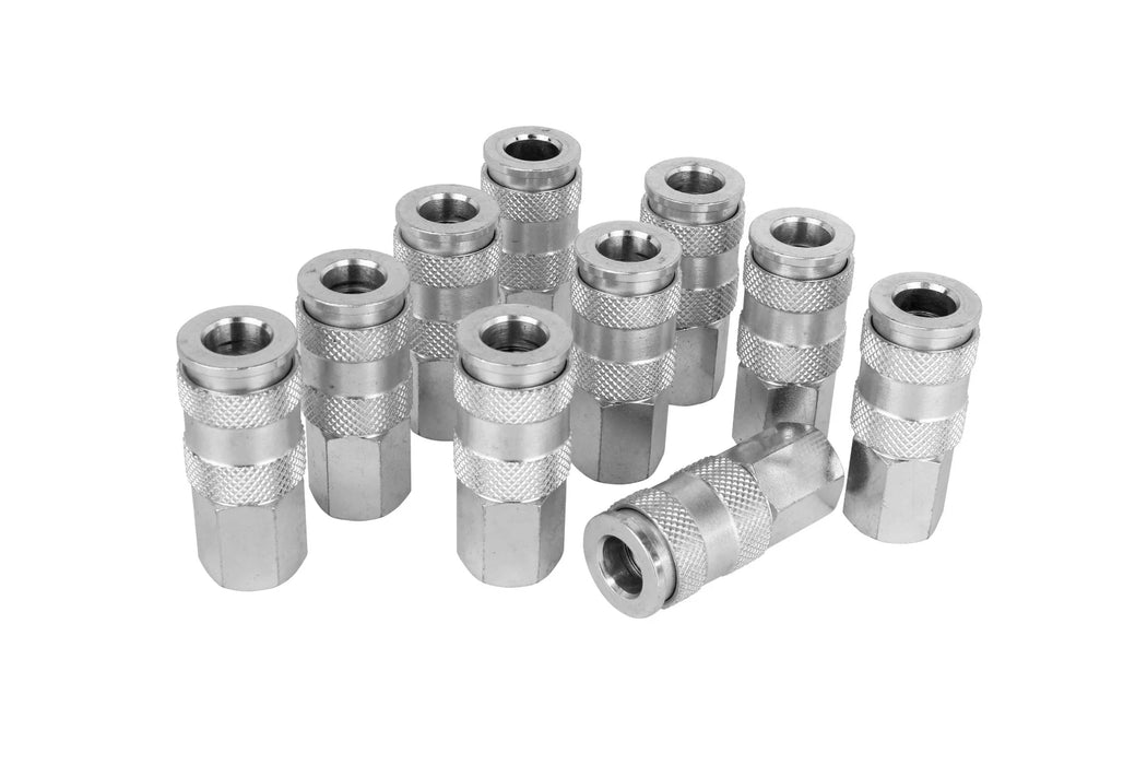 Milton 766ST 3/8" FNPT High Flow (V-Style) Quick-Connect Steel Coupler (Box of 10)