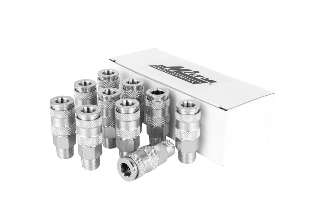 Zeeline S-767ST - Milton® 3/8" MNPT High Flow (V-Style) Quick-Connect Steel Coupler (Box Of 10 Retail Packaging)