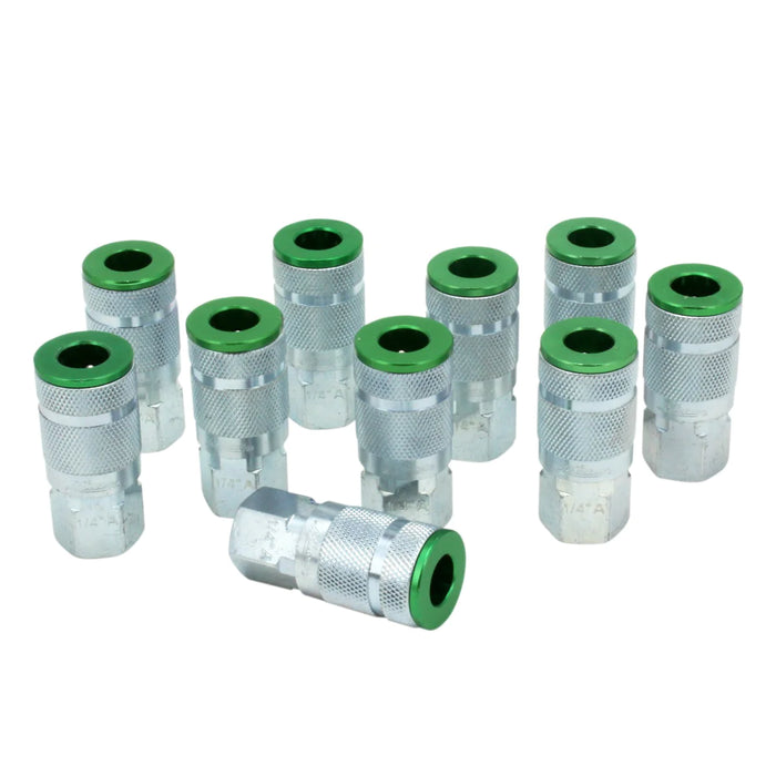 Milton 775AC COLORFIT® Couplers (A-Style, Green) - 1/4" NPT (Box of 10)