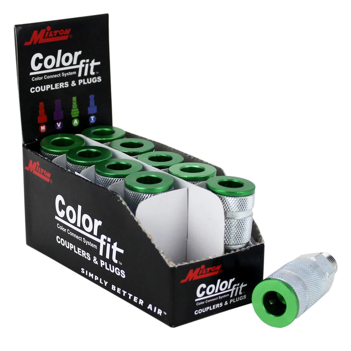 Milton 775AC COLORFIT® Couplers (A-Style, Green) - 1/4" NPT (Box of 10)