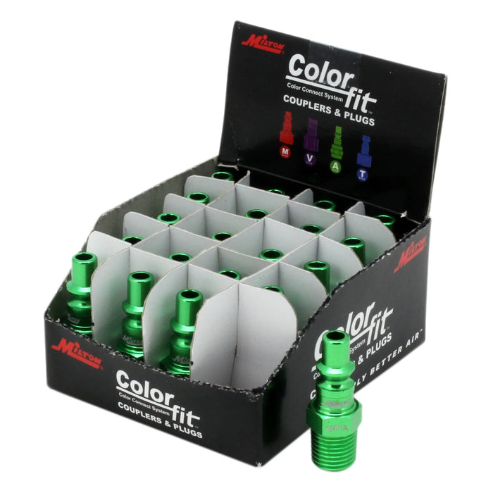 Milton 777AC-20 COLORFIT® Plugs (A-Style, Green) - 1/4" NPT Male (Box of 20)