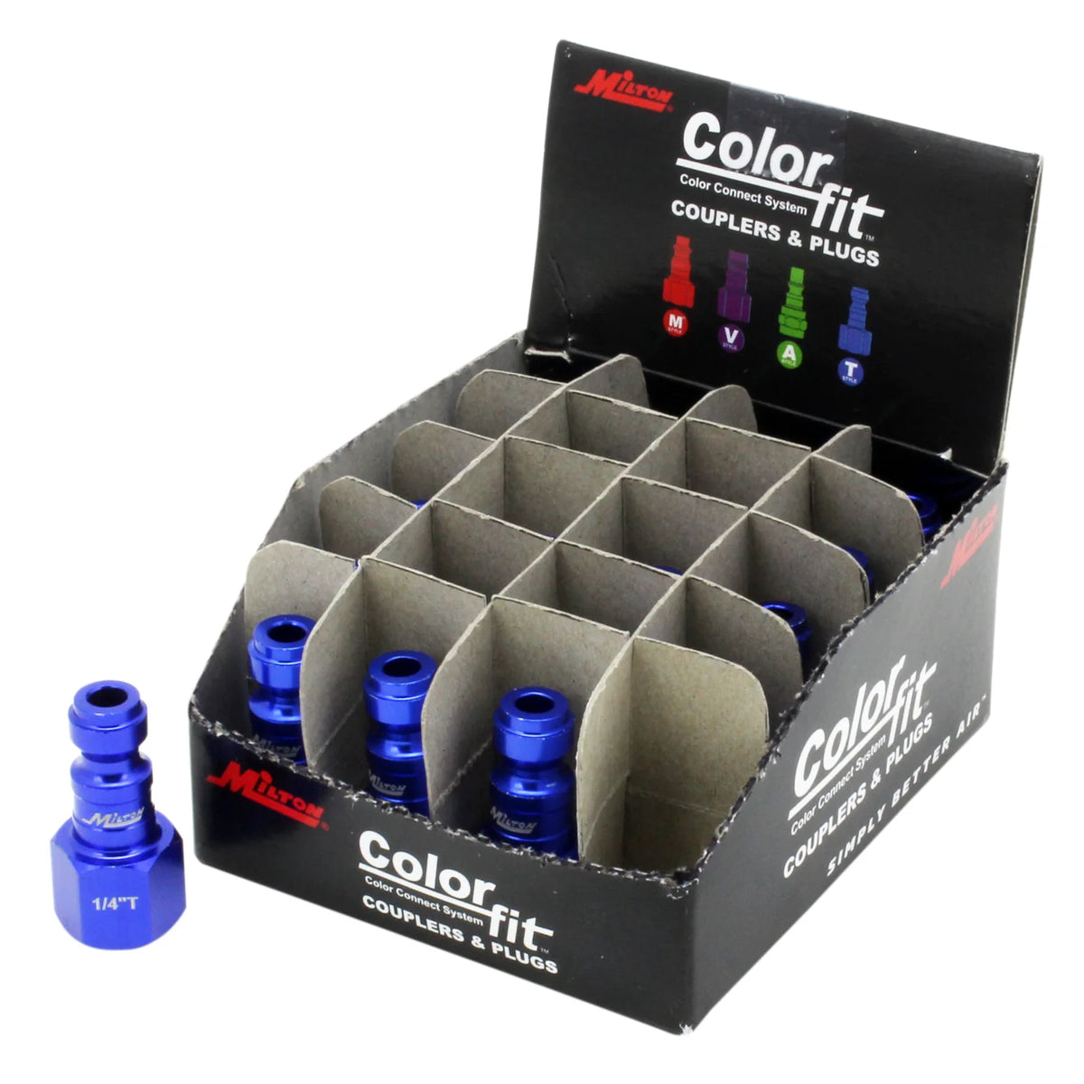 Milton 784TC-20 COLORFIT® Plugs (T-Style, Blue) - 1/4
