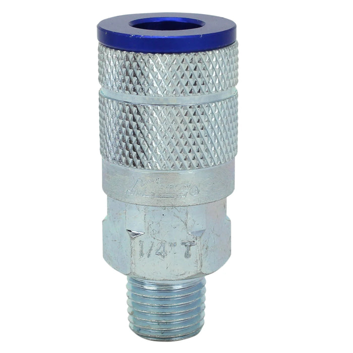 Milton 786TC COLORFIT® 1/4" NPT Male T-Style Pneumatic Couplers, Blue (Box of 10)