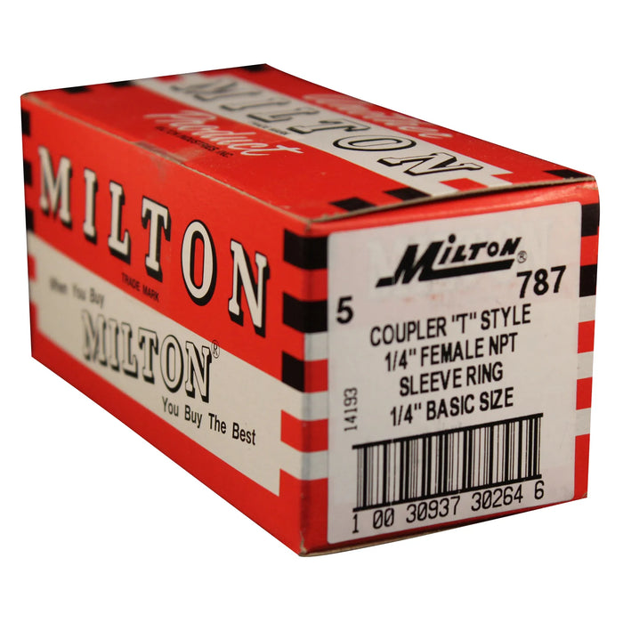 Milton 787 1/4" FNPT T-Style Coupler (Box of 5)