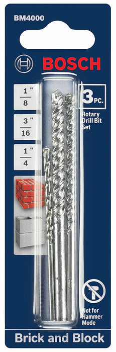 Bosch FAST SPIRAL MASONRY DRILL BIT 3PC MASONRY BIT SET BM4000