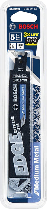 Bosch 6 IN. 14/18 TPI RECIPROCATING SAW BLADE FOR MEDIUM METAL - (BULK PACK) RECM6X2B