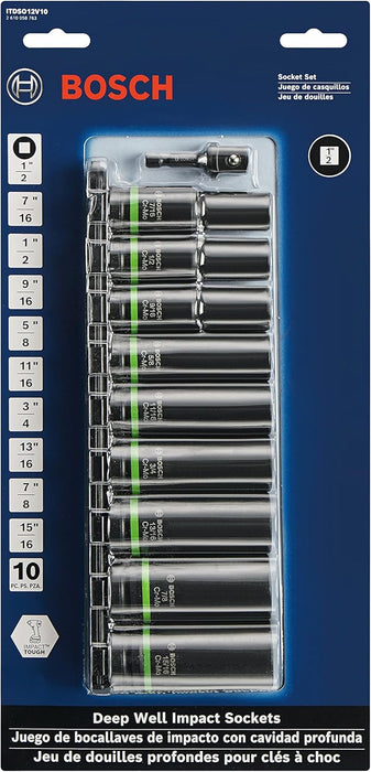 Bosch DRIVEN IMPACT SOCKET SET 10PC ITDSO12V10