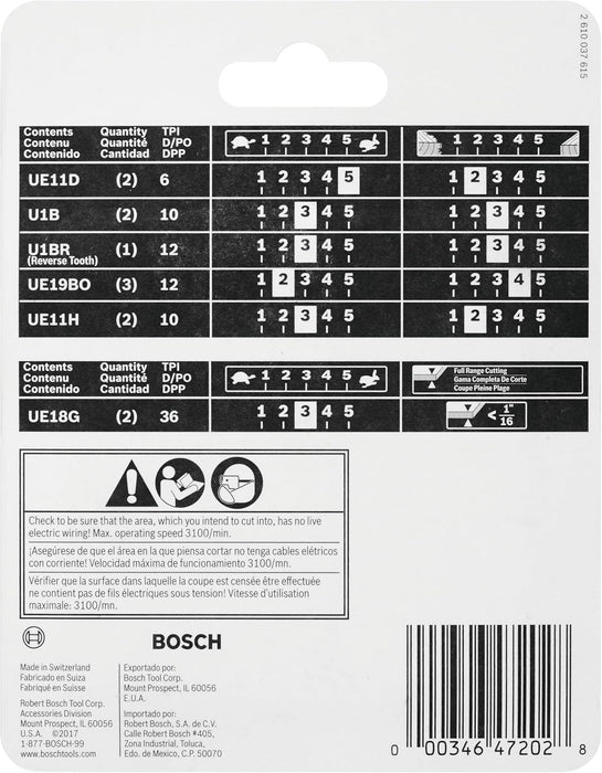 Bosch 12-PC U-SHANK JIGSAW BLADE SET U12BC