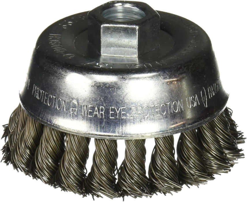 Bosch 3 1/2" CUP BRUSH, KNOTTED, CARBON STEEL,  5/8" X 11" ARBOR WBS509