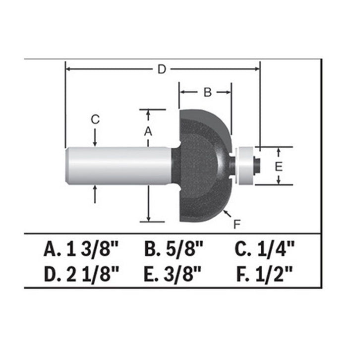 Bosch CT 1/2 COVE W/BB 2F 1/4S 85207MC