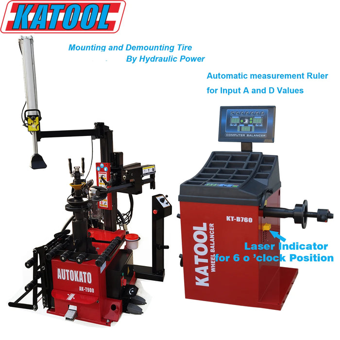 Katool AK-T900 Combo 15:Tire Changer  2.0HP Motor Wheel Balancer Garage Equipment(Tax Included)