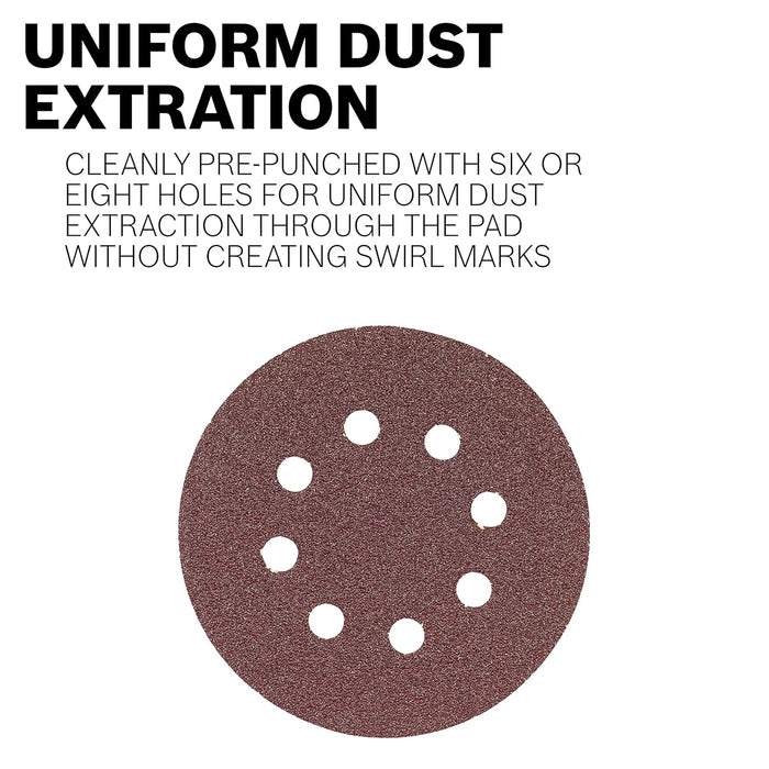 Bosch 5" HOOK & LOOP SANDING DISC, 8-HOLE, RED, 40 GRIT  (5PK) SR5R040