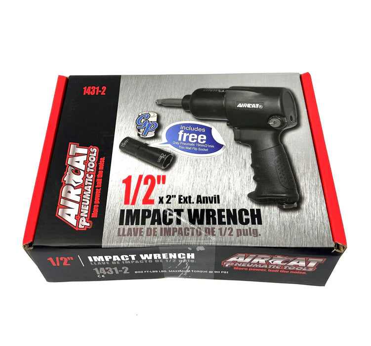 MT-RSR 1/2" Impact Wrench With 2" Anvil with Grey Pneumatic Flip Socket ACA-1431-2