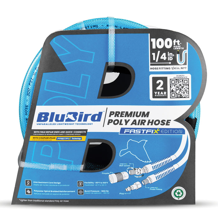 BluBird Poly Air Hose Assembly 1/4" x 100' BBPU14100