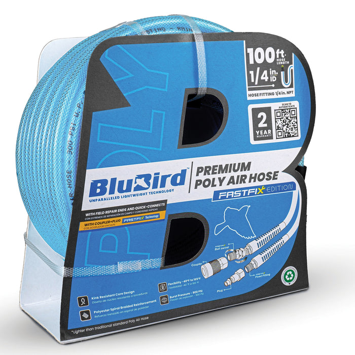 BluBird Poly Air Hose Assembly 1/4" x 100' BBPU14100