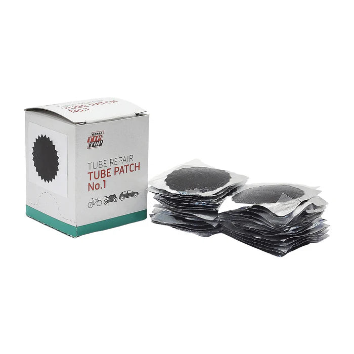 MT-RSR Rema B-1 Tube Patch, 1-1/2" Round, Black Edge (30 bx) REM-B-1