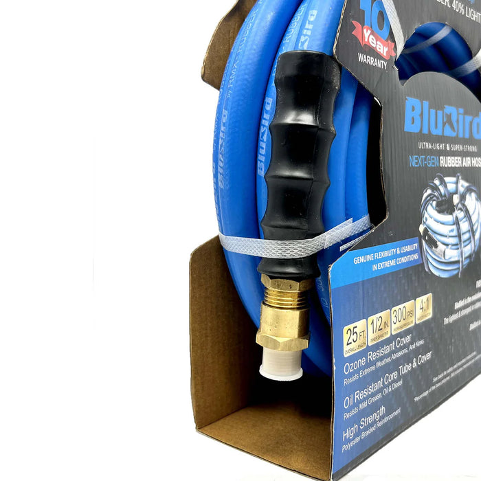 MT-RSR Blu-Bird Air Hose 1/2in X 25ft, 2 x 1/2in Male NPT with 3/8in Reducers BB1225