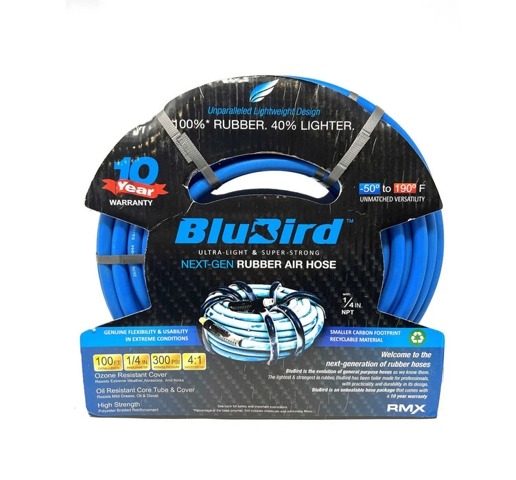MT-RSR Blu-Bird Air Hose - 1/4" x 100' 1/4" MPT - 300 PSI BB14100