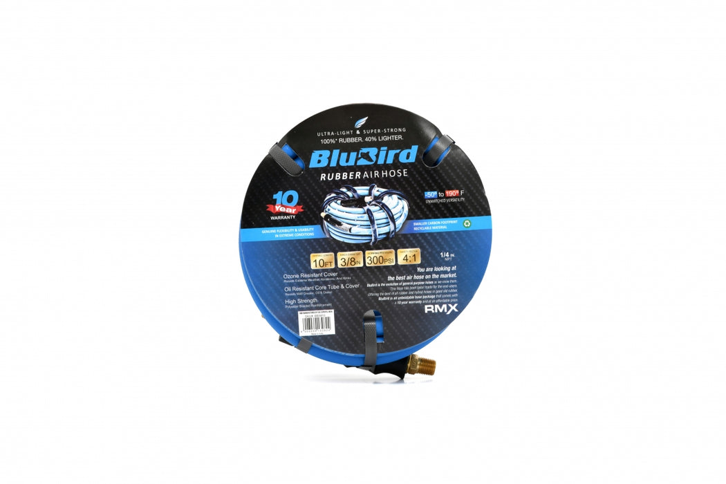 BluBird Rubber Air Hose Assembly 3/8" x 10' BB3810