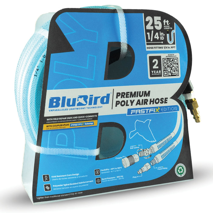 BluBird Poly Air Hose 1/4" X 25'-Blue-fastfix BBPU1425