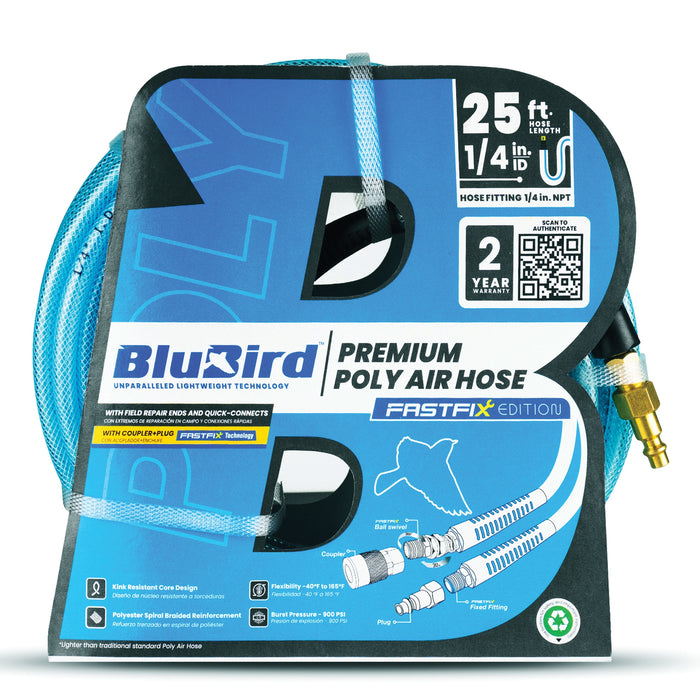 BluBird Poly Air Hose 1/4" X 25'-Blue-fastfix BBPU1425