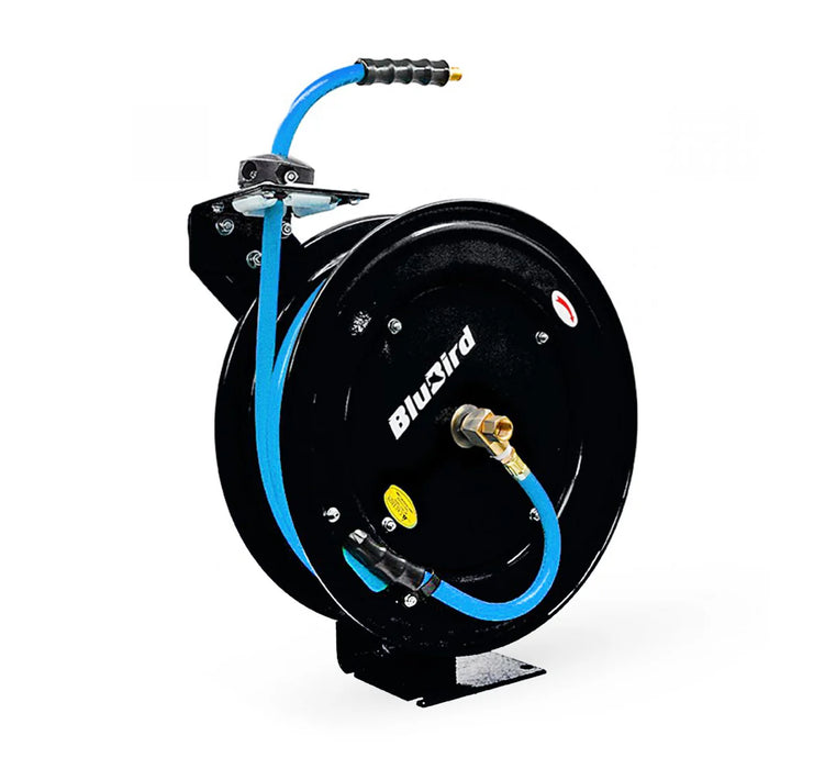 MT-RSR Blu-Bird Air Hose Reel - 1/2" x 50' 1/2" MPT w/ 3/8" Reducer - 300 PSI BBR1250