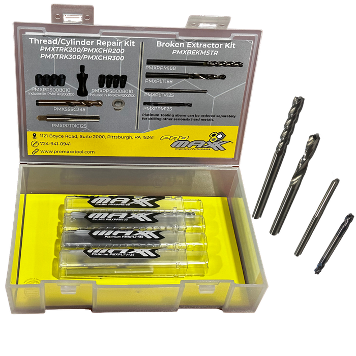 ProMAXX PMXBEKMSTR BROKEN EZ OUT REMOVAL KITS / PLATINUM DRILL BITS FOR EXTRACTOR REMOVAL