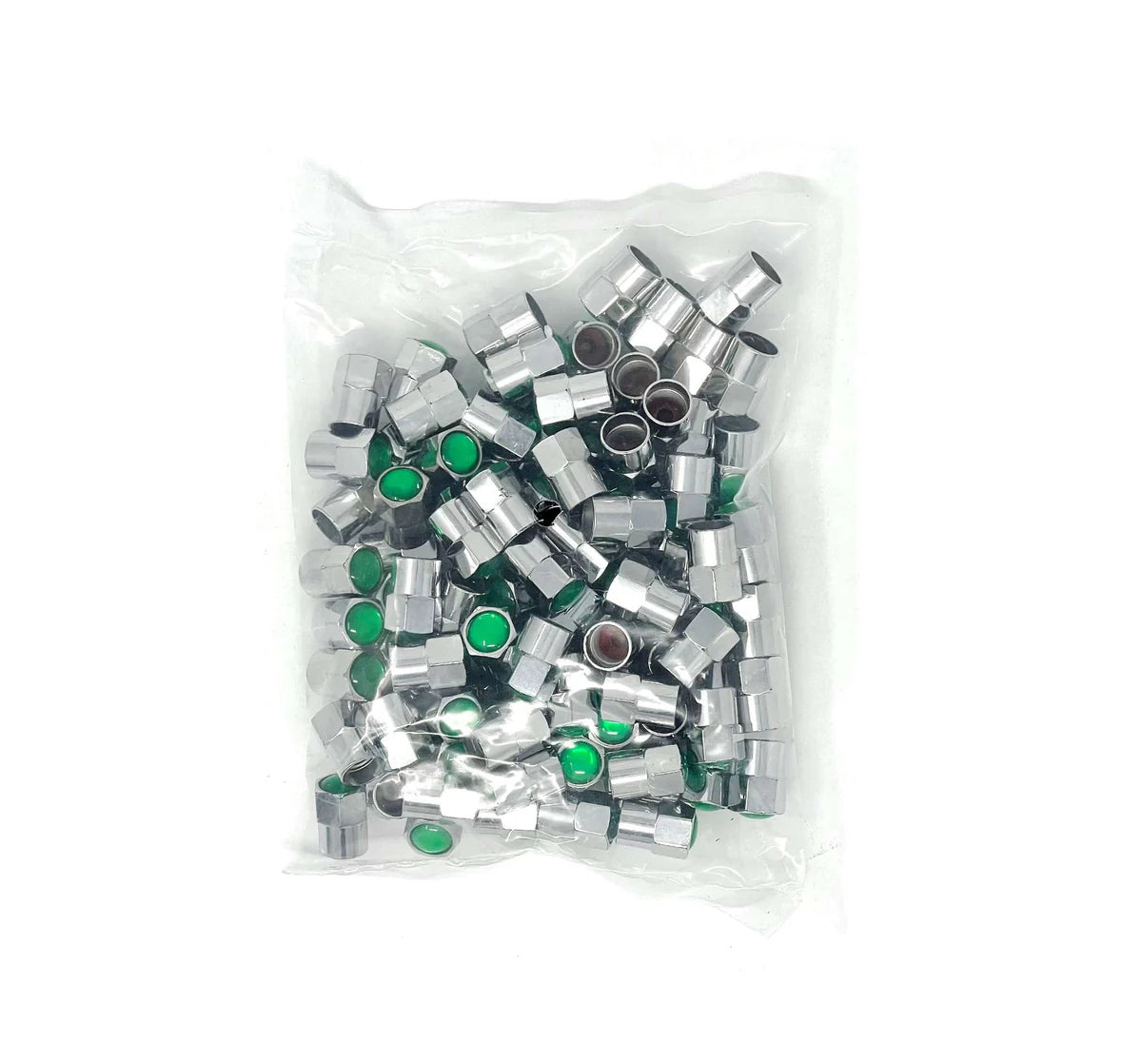 MT-RSR Chrome Plastic Hex Valve Cap with Green Top - 100/Box CAP-492NP ...