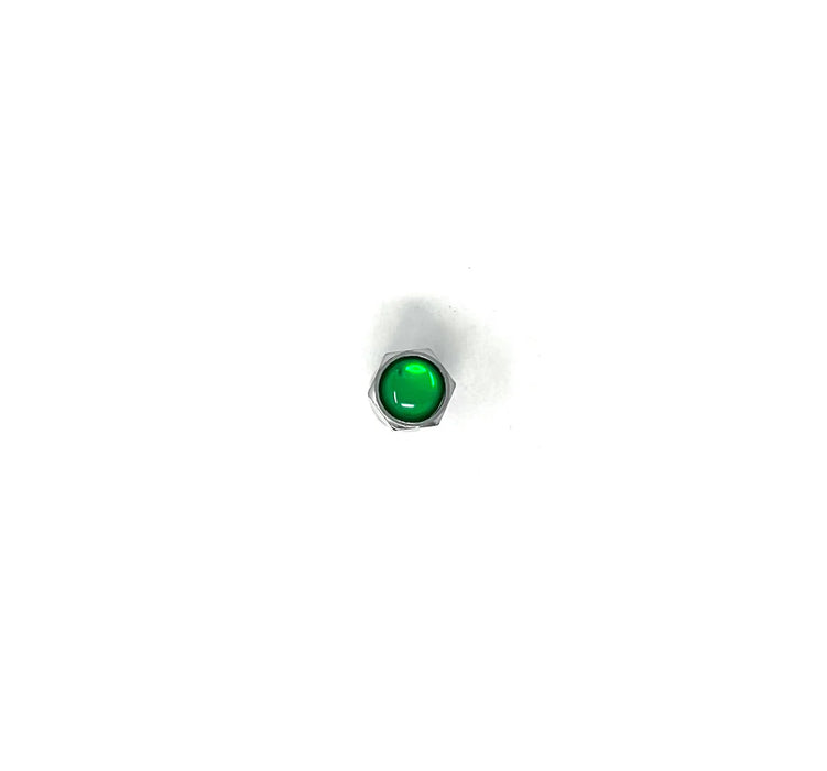 MT-RSR Chrome Plastic Hex Valve Cap with Green Top - 100/Box CAP-492NP
