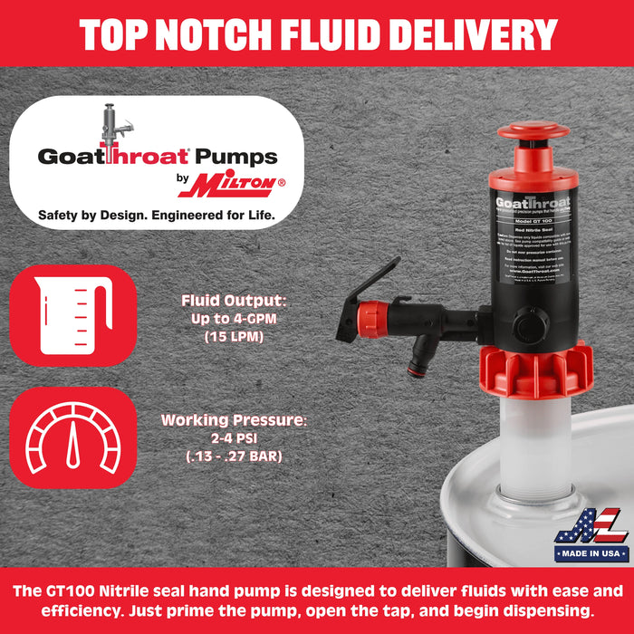 Goat Throat DrumDrum Pump with Nitrile Seals Pump with Nitrile Seals GT100