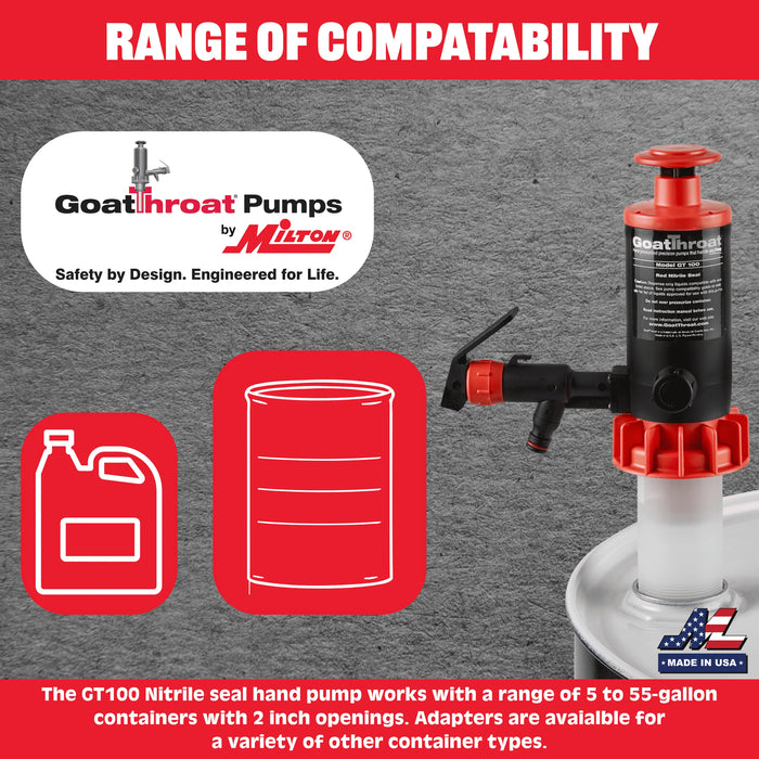 Goat Throat DrumDrum Pump with Nitrile Seals Pump with Nitrile Seals GT100