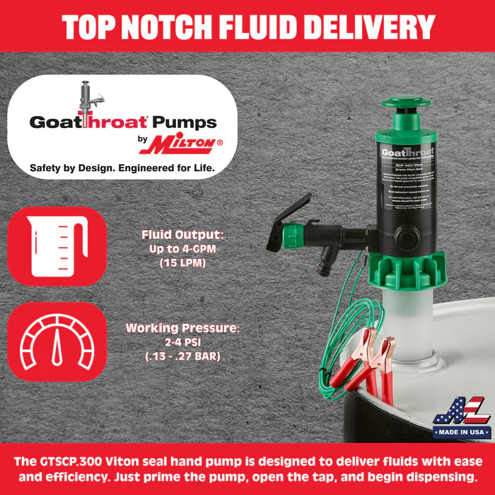 Goat Throat Groundable Drum Pump for Flammables Viton Seals GTSCP.300