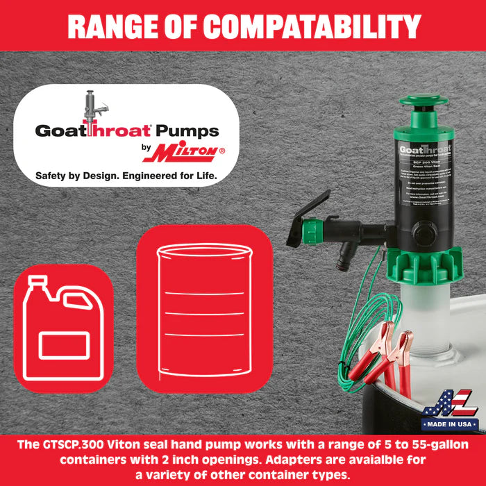 Goat Throat Groundable Drum Pump for Flammables Viton Seals GTSCP.300