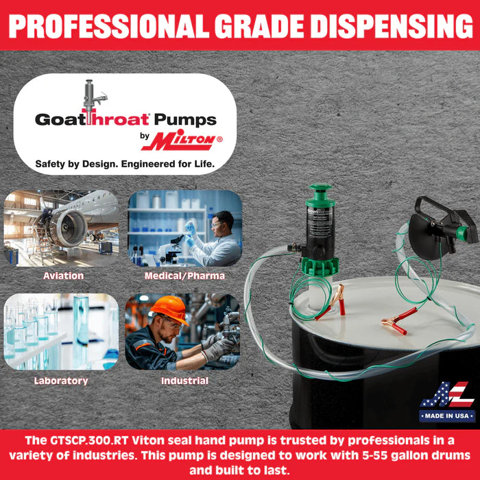 Goat Throat Groundable Drum Pump and Remote Discharge Tap with Viton Seals GTSCP.300.RT