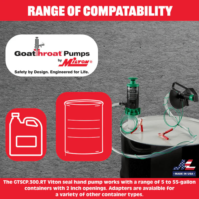 Goat Throat Groundable Drum Pump and Remote Discharge Tap with Viton Seals GTSCP.300.RT