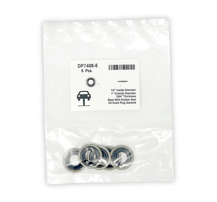MT-RSR Steel Oil Drain Plug Gaskets - 1/2" ID 1" OD 3/64" Thick (Pack of 5) DP7408-5