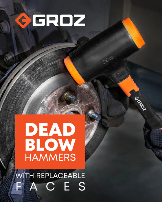 Groz Dead Blow Hammer Fiberglass Handle, with Replaceable Faces 34830